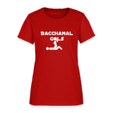 Bacchanal Girls Logo Custom Tee Shirt - Women(White Print) - red
