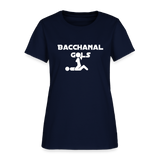 Bacchanal Girls Logo Custom Tee Shirt - Women(White Print) - navy