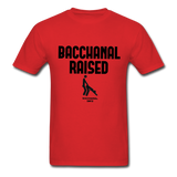 Bacchanal Raised Custom Tee Shirt - Men(Black Print) - red