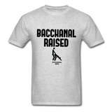 Bacchanal Raised Custom Tee Shirt - Men(Black Print) - heather gray