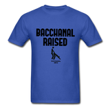 Bacchanal Raised Custom Tee Shirt - Men(Black Print) - royal blue