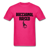 Bacchanal Raised Custom Tee Shirt - Men(Black Print) - fuchsia