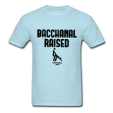Bacchanal Raised Custom Tee Shirt - Men(Black Print) - powder blue
