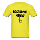 Bacchanal Raised Custom Tee Shirt - Men(Black Print) - yellow