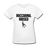Bacchanal Raised Custom Tee Shirt - Women(Black Print) - white