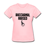 Bacchanal Raised Custom Tee Shirt - Women(Black Print) - pink