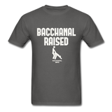 Bacchanal Raised Custom Tee Shirt - Men(White Print) - charcoal