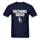 Bacchanal Raised Custom Tee Shirt - Men(White Print) - navy