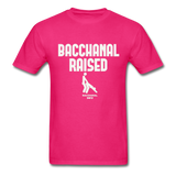 Bacchanal Raised Custom Tee Shirt - Men(White Print) - fuchsia