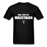 Waist Man Custom Tee Shirt - Men(White Print) - black
