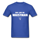 Waist Man Custom Tee Shirt - Men(White Print) - royal blue