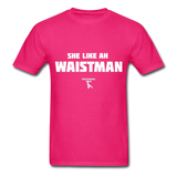 Waist Man Custom Tee Shirt - Men(White Print) - fuchsia