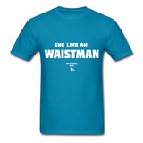 Waist Man Custom Tee Shirt - Men(White Print) - turquoise