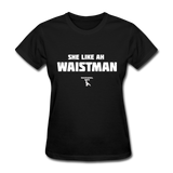 Waist Man Custom Tee Shirt - Women(White Print) - black