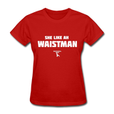 Waist Man Custom Tee Shirt - Women(White Print) - red