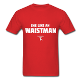 Waist Man Custom Tee Shirt - Men(White Print) - red