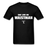 Waist Man Custom Tee Shirt - Men(White Print) - black