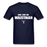 Waist Man Custom Tee Shirt - Men(White Print) - navy