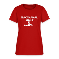 Bacchanal Girls Logo Custom Tee Shirt - Women(White Print) - red