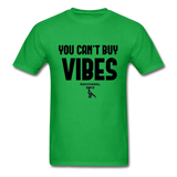 You Can't Buy Vibes Custom Tee Shirt - Men(Black Print) - bright green