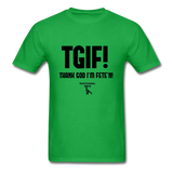 TGIF(Thank God I’m Fete’n) Custom Tee Shirt - Men(Black Print) - bright green