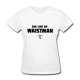 Waist Man Custom Tee Shirt - Women(Black Print) - white