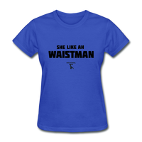 Waist Man Custom Tee Shirt - Women(Black Print) - royal blue