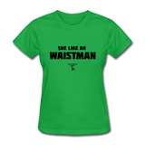 Waist Man Custom Tee Shirt - Women(Black Print) - bright green