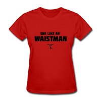 Waist Man Custom Tee Shirt - Women(Black Print) - red