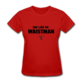 Waist Man Custom Tee Shirt - Women(Black Print) - red