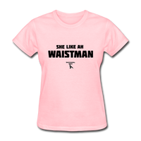 Waist Man Custom Tee Shirt - Women(Black Print) - pink