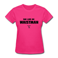 Waist Man Custom Tee Shirt - Women(Black Print) - fuchsia