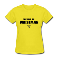 Waist Man Custom Tee Shirt - Women(Black Print) - yellow