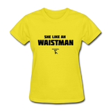 Waist Man Custom Tee Shirt - Women(Black Print) - yellow