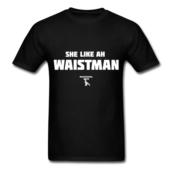 Waist Man Custom Tee Shirt - Men(White Print) - black